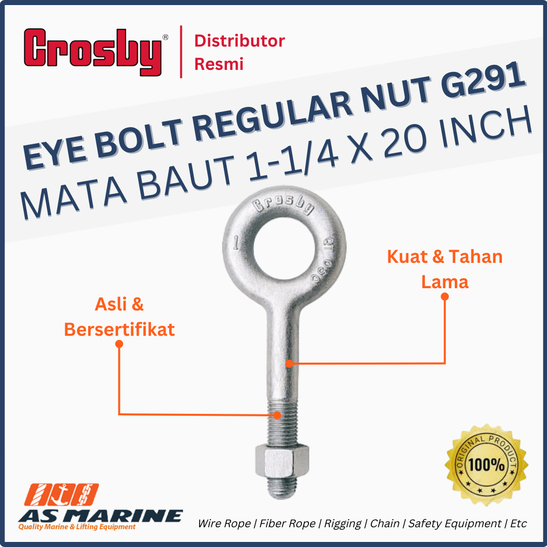 crosby usa eye bolt atau mata baut g291 regular nut 1 1/4 x 20 inch